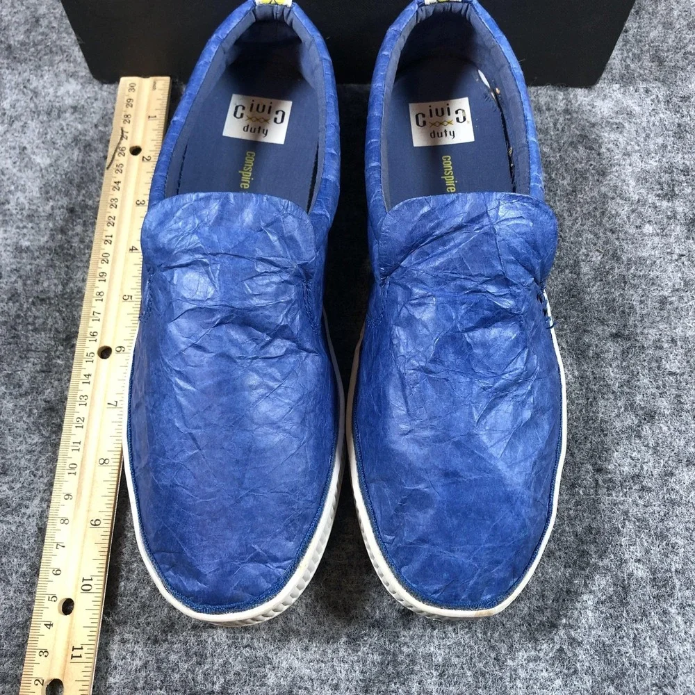 Civic Duty Shoes Men's Size 8 Navy Blue Tyvek Slip On Casual Lightweight Eco‎